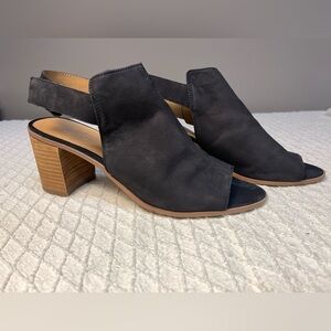 Franco Sarto Black Peep-Toe Block Heels